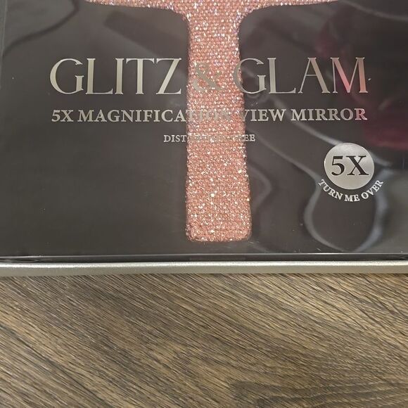 Glitz & Glam Pink Rhinestone 5X Magnification View Mirror - Picture 4 of 6